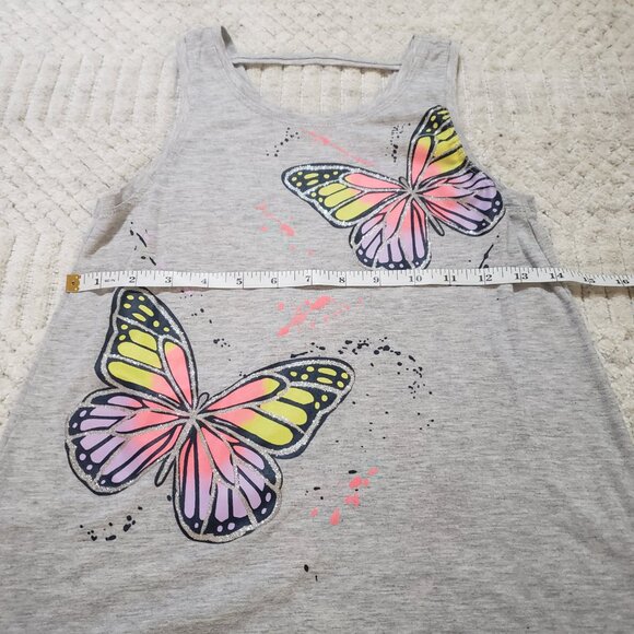 Wonder Nation Girls Gray With Butterflies Tank Top Size Large 10-12 - Picture 7 of 11